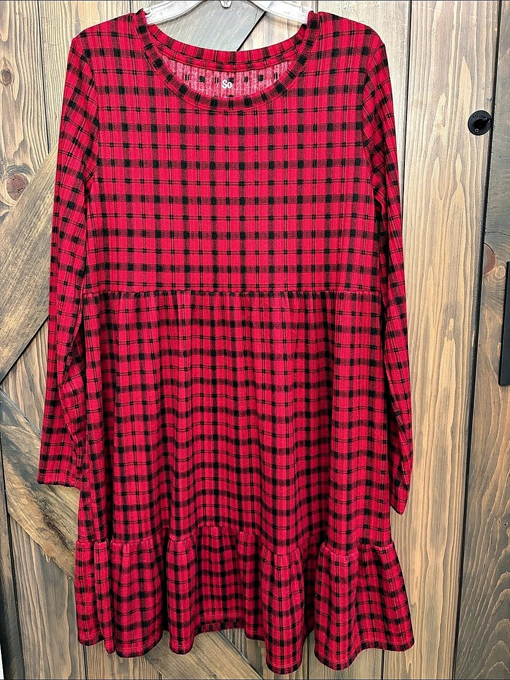 SO Plaid Mini Dress in Red & Black Size XL NWOT